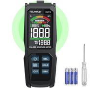 ALLmeter Pinless Damp Meter Moisture Meter Backlit 3" LCD with Alarm,Zero Function,Temp/Humidity Probe,Non-Destructive Analysis for Walls,Wood,Masonry,Concrete,Caravan,Plaster Includes Storage Bag