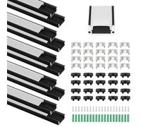 ALLmeter U-Shape Aluminum LED Profile - 1m/3.3ft, 10 Pack, 12mm Width for 5050/5630 LED Strip Lights, Includes White Cover, End Caps, and Mounting Clips