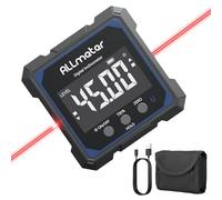 ALLmeter USB Rechargeable Digital Angle Finder with Laser - 4-Side Magnetic Inclinometer,0.05° Resolution,IP54 Digital Level with Backlit Display,Protractor Gauge Tool for Woodworking,Construction DIY
