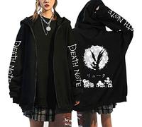 AllMonyba Japanese Anime Death Note Zipper Hoodie Kawaii Harajuku Manga Graphic Zip Up Coat Sweatshirt, M