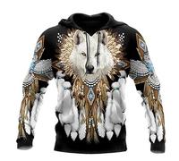 AllMonyba Native Indian Tribe Wolf 3D Printed Men Hoodie Sweatshirt Unisex Streetwear Drawstring Casual Pullover