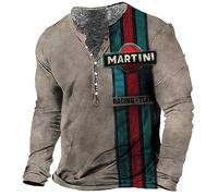 AllMonyba Racing Motro Oil Graphic 3D Printed Henley Shirt Men's Vintage Fashion Oversized Long Sleeve T-Shirt Men's Clothing