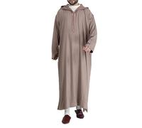 AllMonyba Stripe Printed Muslim Robe Men Hooded Thobe Jubba Arab Loose Long Sleeve Dubai Saudi Kaftan Men Clothing