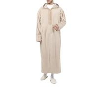 AllMonyba Stripe Printed Muslim Robe Men Hooded Thobe Jubba Arab Loose Long Sleeve Dubai Saudi Kaftan Men Clothing