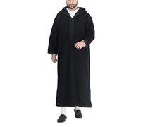 AllMonyba Stripe Printed Muslim Robe Men Hooded Thobe Jubba Arab Loose Long Sleeve Dubai Saudi Kaftan Men Clothing