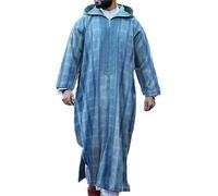 AllMonyba Stripe Printed Muslim Robe Men Hooded Thobe Jubba Arab Loose Long Sleeve Dubai Saudi Kaftan Men Clothing