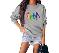 AllMonyba Women's Zumba Dance Print Tops Fashion Crew Neck Sweatshirt Long Sleeve T-Shirt Pullover for Ladies