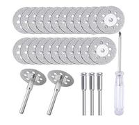 ALLmuis c i y 545 Diamond Cutting Wheel (22mm) 25pcs with 402 Mandrel (3mm) 5pcs and Screwdriver for Rotary Tool