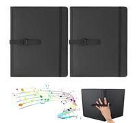 AllMyHomy Sheet Music Binder 3 Ring, Faux Leather Choir Music Folder with Hand Strap & Pockets, Fits Letter Size 8.5" x 11" & A4 Sheets, Organizer for Choir, Band & Performance, Black (2 Pack)