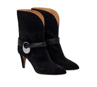 Alloaone Women's Slim Fit Knee High Boots Pointed Toe High Thin Heels Cow Suede Pull On Modern Style For Daily Work Wear