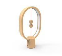 Allocacoc Heng Balance Lamp Oval Mini USB-C Light Wood Portable Rechargeable Magnetic Gravity Interactive Switch Night Light Table LED Bedroom Playroom Livingroom Entryway HomeDecor Gift