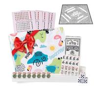 AlloCavi Travel Mini American Mahjong Set - 166 White Tiles Includes Jokers 0.8" White Melamine Material - with Instructions Cards and Game Tablecloth 4 All-in-One Racks and Pushers (Lime Island)