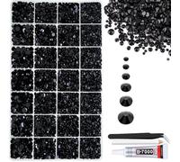 ALLOCIAM 22,000 Pieces Resin Flat Bottom Craft Round Beads 2mm Black Blue Round Beads, 3 4 5 6 No Hot Fixed, Stainless Steel 8, 10, 16, 20, 30, Glue Gems, Nail Decoration F