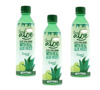 Alloe Vera Drink Original Flavour With Real Aloe Pieces 500ml - Rich in vitamin C (3 x Bottles)