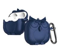 Alloery Owl Shaped Protective Case Cover Compatible with Airpods 4th Gen, with Carabiner, Wireless Charging, Shock Resistant (Blue)