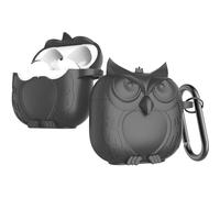 Alloery Owl Shaped Protective Case Cover Compatible with Airpods 4th Gen, with Carabiner, Wireless Charging, Shock Resistant (Black)