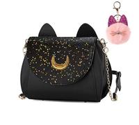 AlloFuu Sailor Moon Bag Cat Satchel Shoulder Crossbody Bags for Women,Sailor Moon Cosplay Costume with Pom Pom Ball Keychain