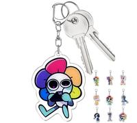 AlloFuu World of Dandys Keyring Game Figure Vee Goob Key Chain Cute Chain Decor Dandy Worlds Merch Gifts 9 Pieces (Style 1)