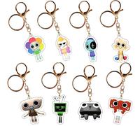 AlloFuu World of Dandys Keyring Game Figure Vee Goob Key Chain Cute Chain Decor Dandy Worlds Merch Gifts 8 Pieces (Style 2)