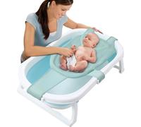 ALLOMN Baby Bath Net, Non Slip Newborn Babies Baths Seat with Adjustable Bathtub Sponge Cushion Net, Soft Touch Baby Bath Support Seat Net with 5 Safety Support Corner for 0-24 Months (Green)