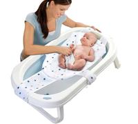 ALLOMN Baby Bath Net, Non Slip Newborn Baby Bath Seat with Adjustable Bathtub Sponge Cushion Net, Soft Touch Babies Baths Support Seat Nets with 5 Safety Support Corner for 0-24 Months (White)