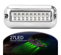 ALLOMN Boat Navigation Light, 50W 12V 27 LED Navigation Lamp Green White Blue Marine Lights IP68 Waterproof underwater Stainless Steel Ship Beam Light (Green)