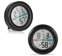 ALLOMN Room Thermometer, 2Pack Indoor Thermometer Hygrometer Mini Digital Temperature Humidity Meter Gauge Monitor LCD Display Celsius for Home Greenhouse Baby Office Garden Cellar (Black)