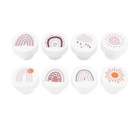 ALLOMN Wooden Cabinet Knob, 8PCS Children's Round Drawer Knobs Furniture Pull Handle 35mm White Wooden Cupboards Knob with Screws for Kids Room Bedroom Home Kitchen Decor