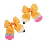alloneslife 1Pair Soft Fabric Pencil Cheerleader Hair Bows Clip Fashion Barrettes For Kids School Season Accessories(Yellow)