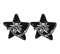 alloneslife 1pc/2pcs Star Hair Clip for Girls Hair Barrettes Lovely Accessories Nonslip Decorative Chain Hair Decors(black 2pcs)