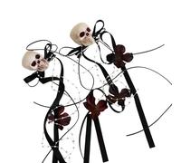 alloneslife 2 Piece Skull Bowknot Hair Clip For Halloween Costume Parties And Themed Event with Securely Hold Lightweight Design