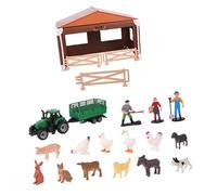 alloneslife 21 Piece Farmhouse Playset Interactive Miniature Farm Animals And Farmer Educational Toy For Kids Imaginative Play Interactive Farm Animal Playset