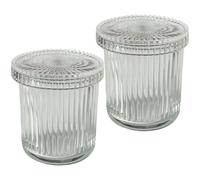 alloneslife 2pcs Clear Glass Swab Storage Jars With Secure Lids For Bathroom Bedroom Office Organization Sealed Cotton Bud Storage