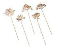 alloneslife 5PCS Traditional Chinese Styles Hairpin Hair Ornament Metal Flower Hair Stick For Ancient Costume Women Dressingup Props