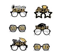 alloneslife 6Pcs Graduation Photography Props Glasses Graduation Party Decoration For Class Of 2025 Graduation Party Centerpieces