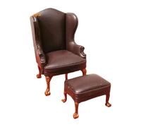 alloneslife Bedroom Leather Sofa Miniature Furniture Model Accessories Role Play Furnishings Dark Couch Dolls House