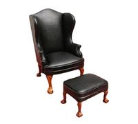alloneslife Bedroom Leather Sofa Miniature Furniture Model Accessories Role Play Furnishings Dark Couch Dolls House