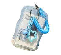 alloneslife Clear Card Case with Spring String for Security Card, Blue