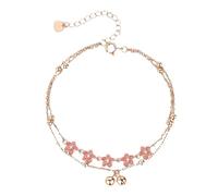 alloneslife Copper Ankle Chain with Delicate Peach Blossom Bells Charm for Daily Wear Comfort Fit Accessory for Women Elegant Floral Designs Foot Jewelry