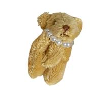 alloneslife Craft Pearl Necklace Plush Jointed Bear Phone Charm Accessory for Girls Handbag Keychain Decoration Portable Plush Animal Bag Charm
