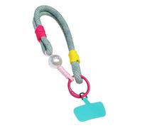 alloneslife Double Purpose Antislip Grip Nylon Multicolor Phone Lanyard Cord With Pearls Metal Accent For Secure Phone Carrying Colorful Mobile Accessory