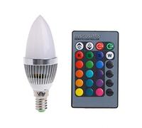 alloneslife E14 3W RGB LED 15 Colors Changing Light Bulb Lamp for W/Remote Control AC Battery Spotlights Indoor Stick On