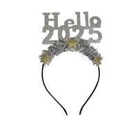 alloneslife Ear Headband,Girls Headwear,2025 Tinsel Headband Christmas Headwear New Year Party Photo Props Tinsel Karaoke Party Headwear Cosplay Accessories(Silver)