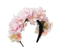 alloneslife Ear Headband,Hairband,Flower Shape Headband for Bride Spring Photography Ethnic Hair Hoop Wedding Party Bride Hairband(Pink)