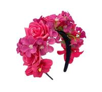 alloneslife Ear Headband,Hairband,Flower Shape Headband for Bride Spring Photography Ethnic Hair Hoop Wedding Party Bride Hairband(Rose Red)