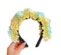 alloneslife Ear Headband,Hat Headwear,Flower Headbands Women Bride Flower For Wedding Party Supply Floral Garlands Hair Wreath Floral Headbands(yellow flowers)