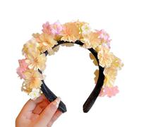 alloneslife Ear Headband,Hat Headwear,Flower Headbands Women Bride Flower For Wedding Party Supply Floral Garlands Hair Wreath Floral Headbands(apricot flowers)