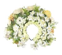 alloneslife Ear Headband,Hat Headwear,Flower Headbands Women Bride Flower For Wedding Party Supply Floral Garlands Hair Wreath Floral Headbands(White)