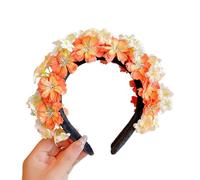 alloneslife Ear Headband,Hat Headwear,Flower Headbands Women Bride Flower For Wedding Party Supply Floral Garlands Hair Wreath Floral Headbands(orange flowers)