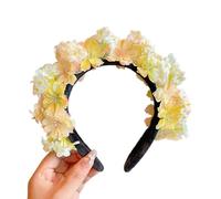 alloneslife Ear Headband,Hat Headwear,Flower Headbands Women Bride Flower For Wedding Party Supply Floral Garlands Hair Wreath Floral Headbands(yellow and white flo)